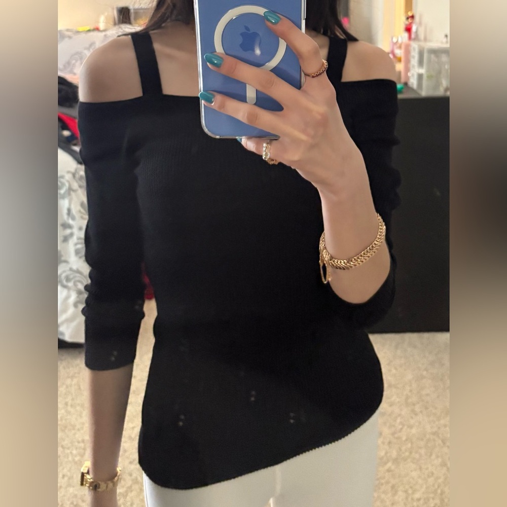 Express Black Off-the-Shoulder Sweater